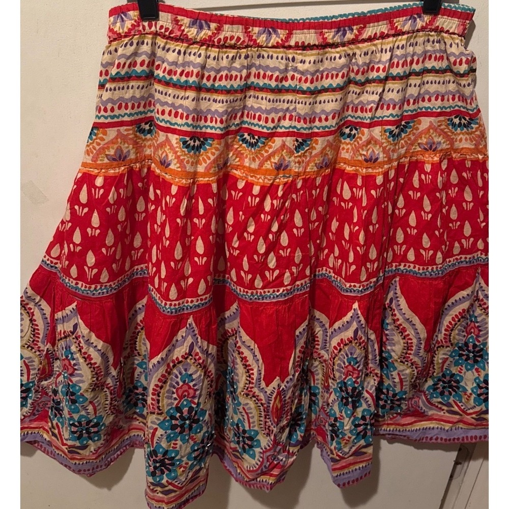 Vtg Phool Midi Skirt Sequin Beaded Boho Gypsy Colorful Women's XL Flaw